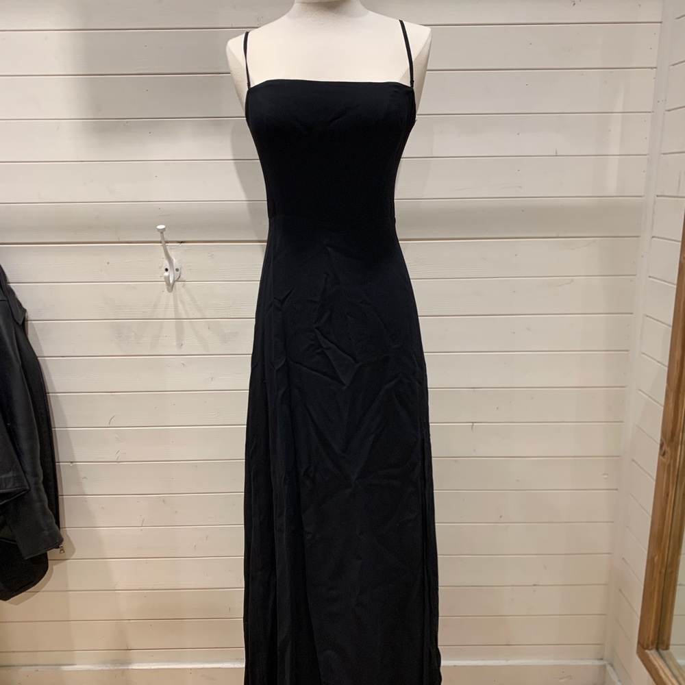 Reformation Black Dress with Leg Slit